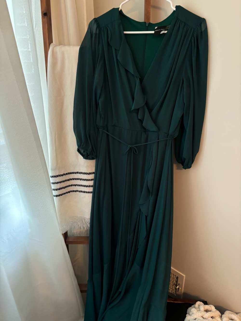 Maison Tara Deep Emerald Green Wrap Maxi Dress